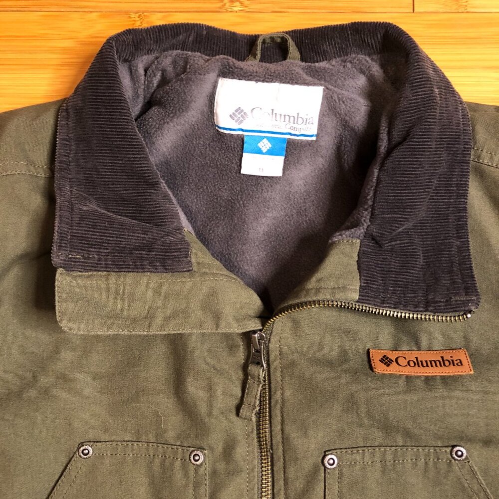 Barn Jacket Columbia Coat Like New Olive Green Fleeced Lined Insulated Jacket - Picture 12 of 13